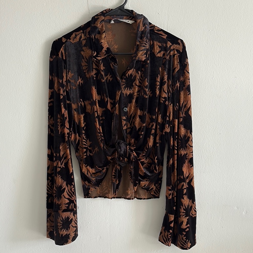 Floral Black and Brown Women's Top